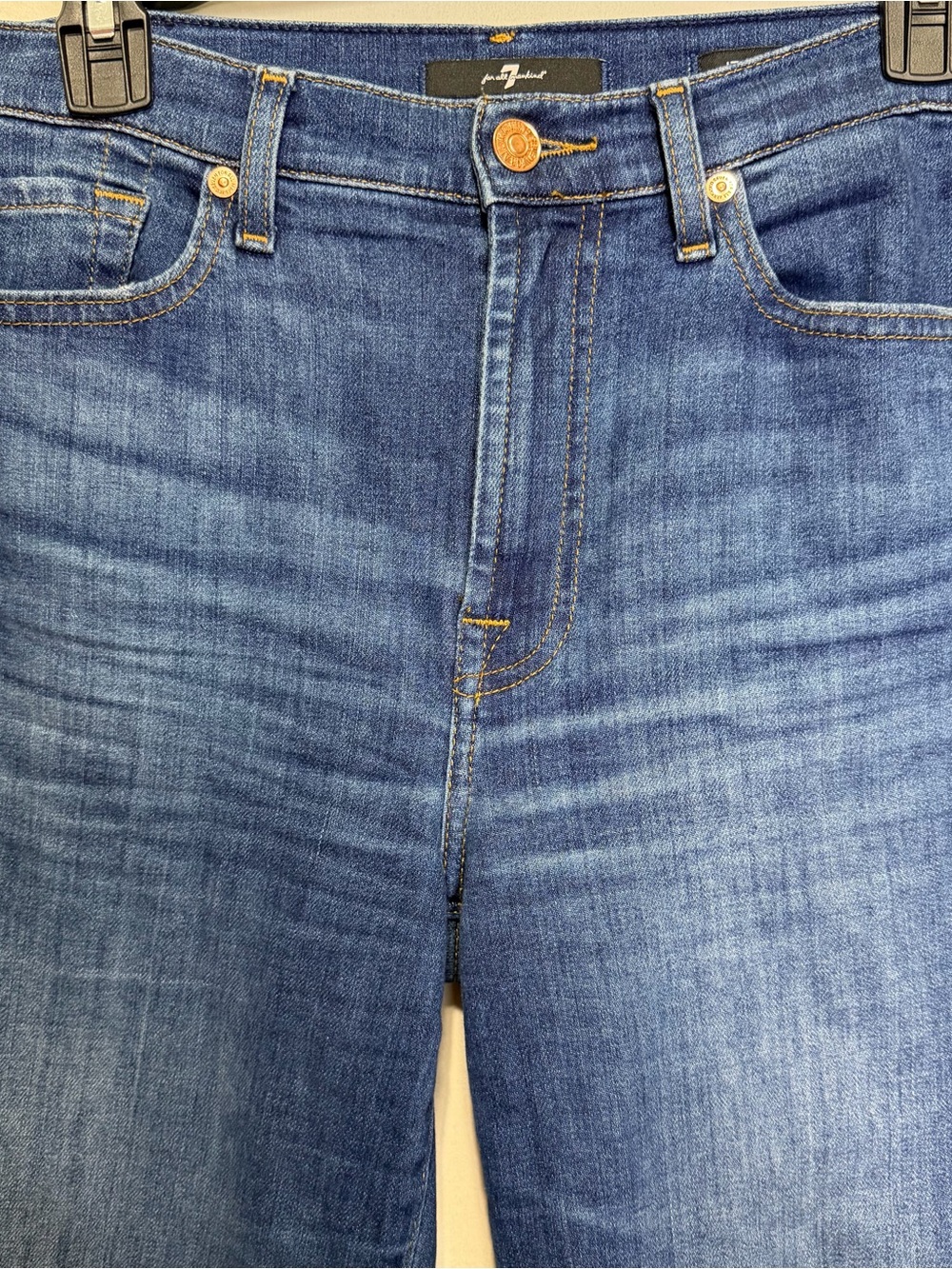 7 FOR ALL MANKIND Cropped Jo Jeans High-Rise Wide-Leg Denim in Dark Blue Size 29 - Picture 6 of 13